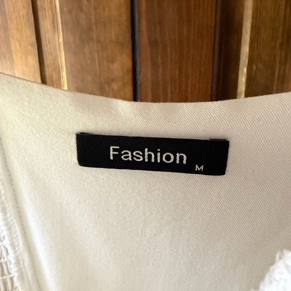 Women's White Maxi Dress with Smocked Bodice - Picture 3 of 3